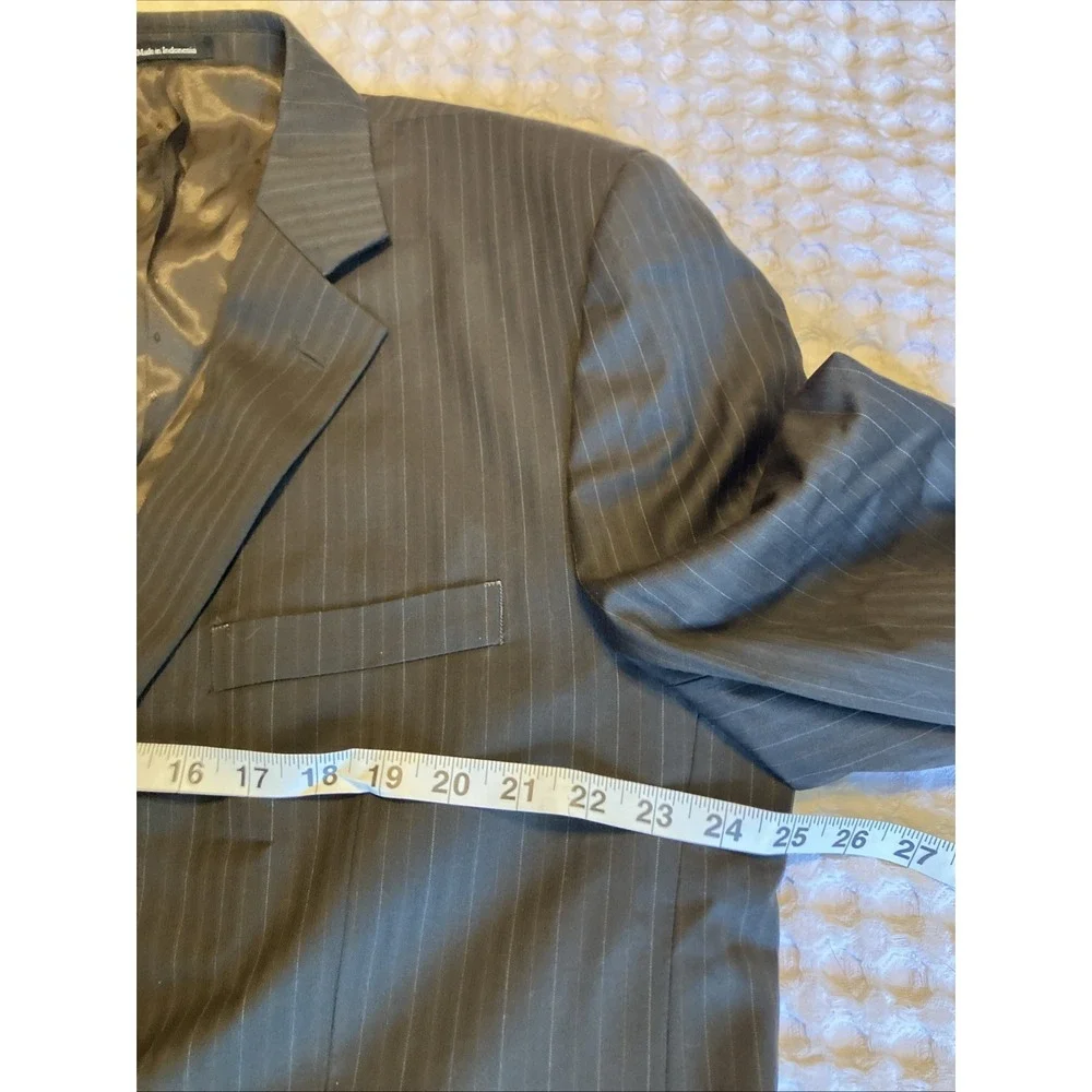 JOSEPH &‎ FEISS Super 100's Wool Pin Striped Dark Gray Blazer Size 46 Long